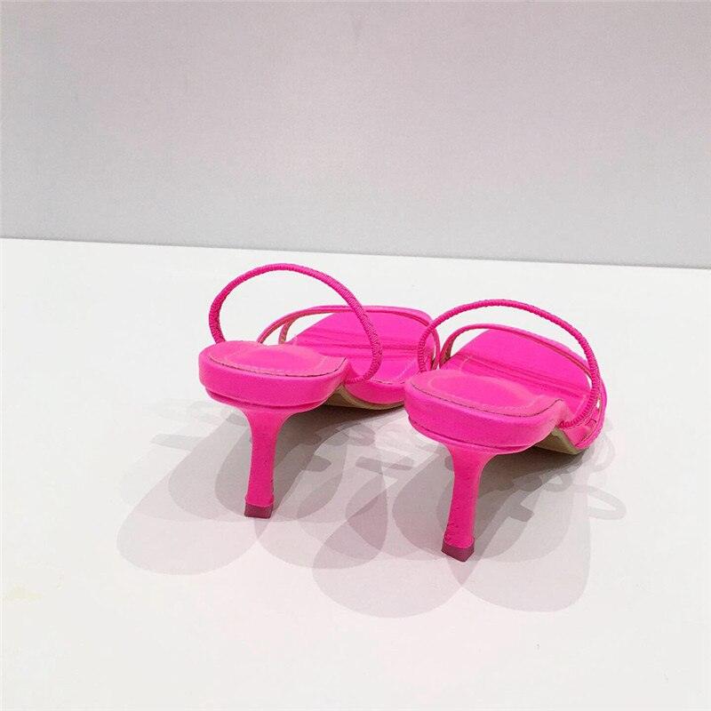 Colorful Women Sandals Slides Slippers Square Open Toe Slip On Thin Mid Heels Pumps Casual Narrow Band Open Toe Sandals Flip Flops Slip On Fashion Dress Heels Back High Heel Slide Slipper