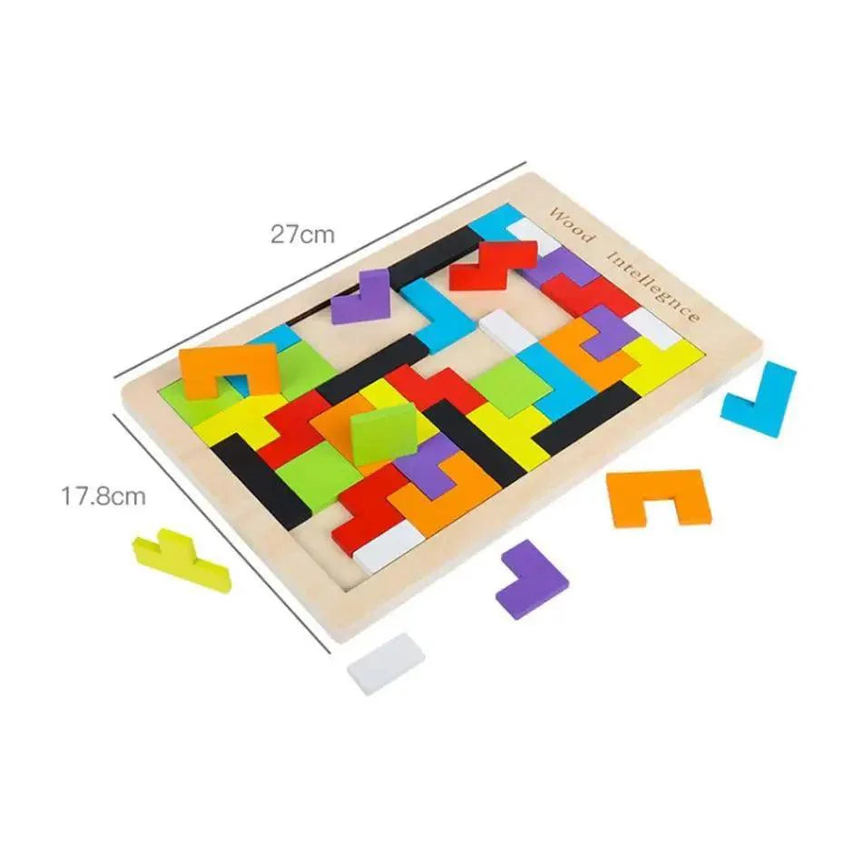 Colorful Wooden Tangram Brain Teaser Puzzle Toys Tetris Game Preschool Imagination Intellectual Educational Kid Toy