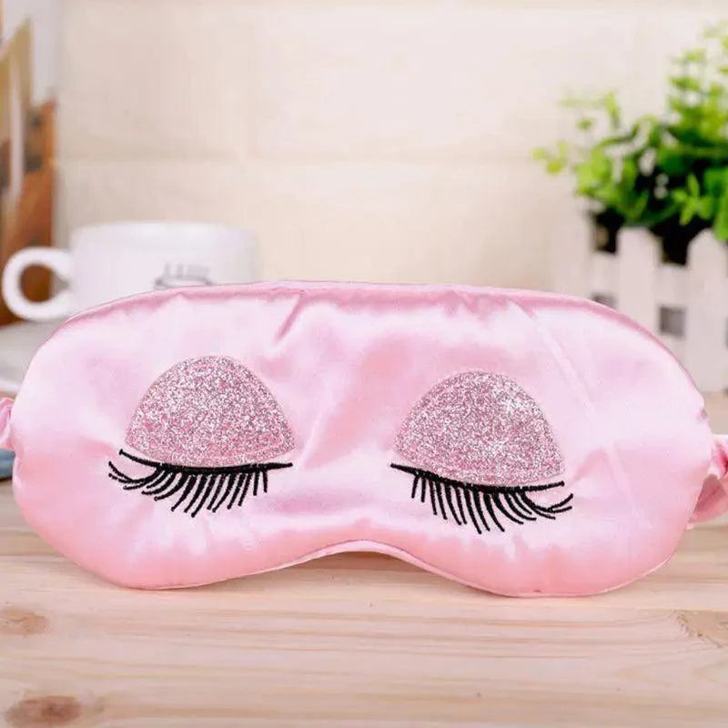 Comfortable Pink Silk Elegant Sleeping Mask Long Eyelash Sleeping Eye Mask Soft Sleeping Mask With Elastic Strap Breathable Lightweight Blindfold For Women Eye Cover Eyeshade With Luxury Bag