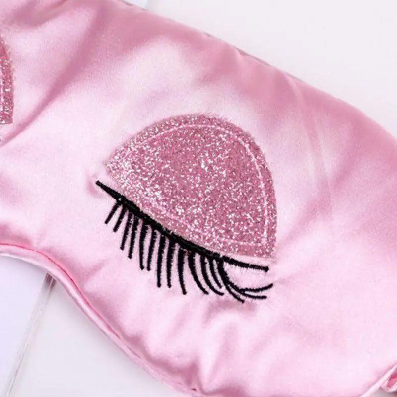 Comfortable Pink Silk Elegant Sleeping Mask Long Eyelash Sleeping Eye Mask Soft Sleeping Mask With Elastic Strap Breathable Lightweight Blindfold For Women Eye Cover Eyeshade With Luxury Bag