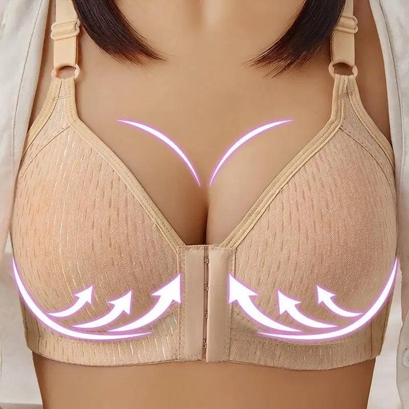 Comfortable Seamless Bra For Women Fashion Push Up Bras Wire Free Lingerie Full Cup Bralette Cotton Underwear Brassiere Front Closure