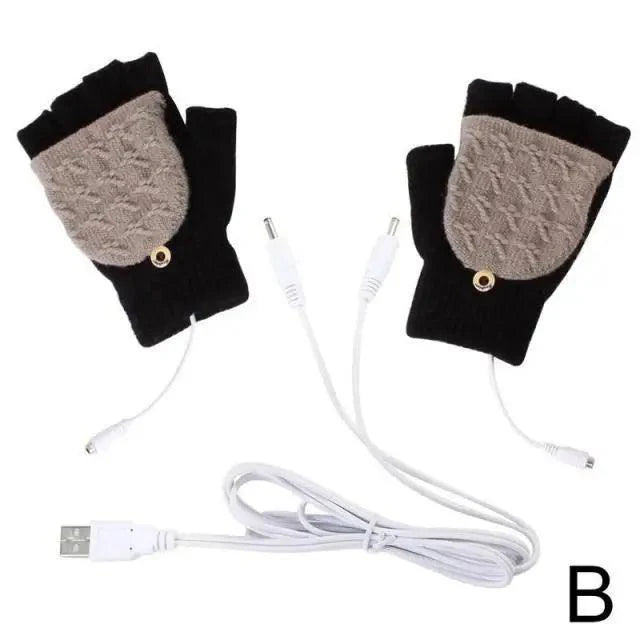 Comfortable Warm USB Heating Winter Gloves Hand Warmers Fingerless Mittens Hand Laptop Half Electric Heating Gloves Soft Hands Warmer