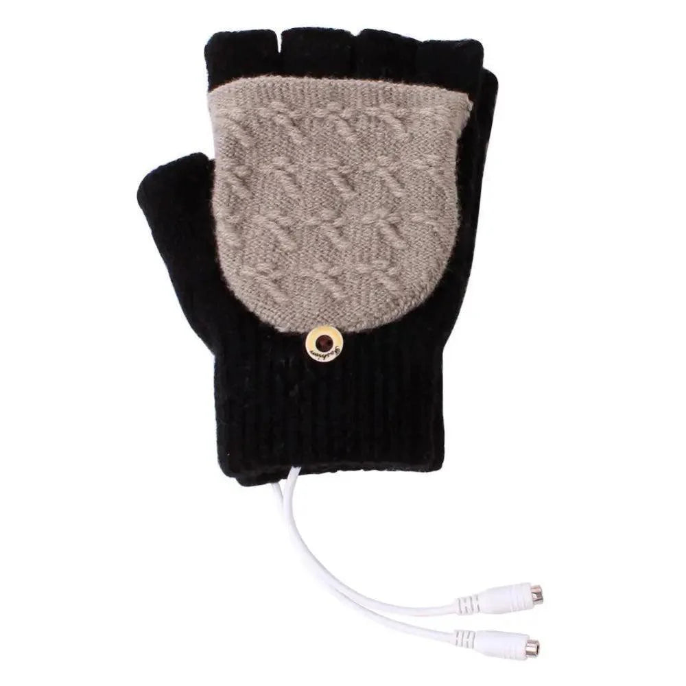 Comfortable Warm USB Heating Winter Gloves Hand Warmers Fingerless Mittens Hand Laptop Half Electric Heating Gloves Soft Hands Warmer