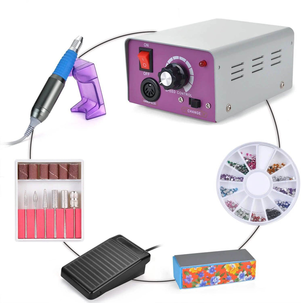 Complete Electric Nail Drill Kit Set Art File Bit Acrylic Manicure Pedicure Band