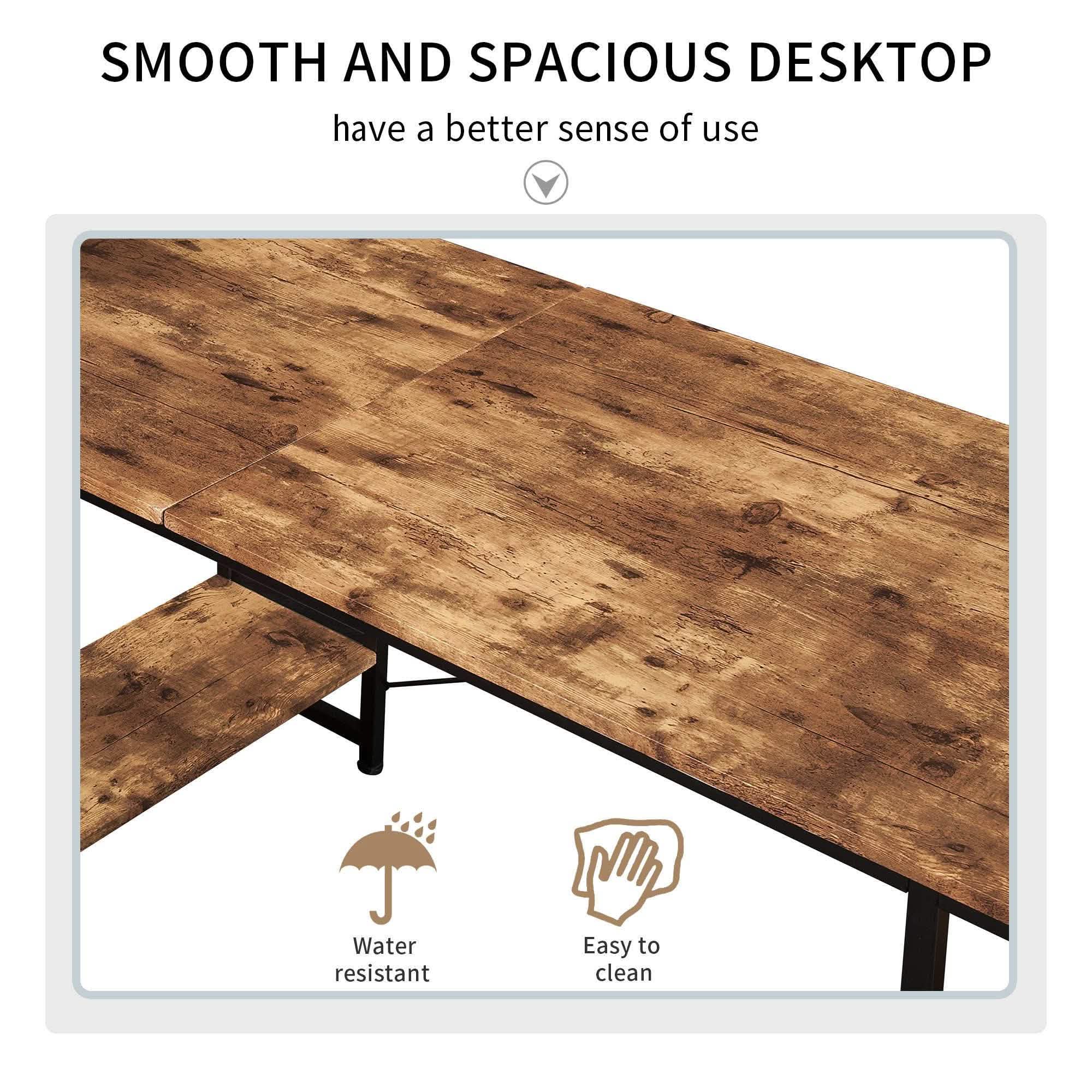 Computer Desk with 4 Tier Storage Shelves Large L-Shaped