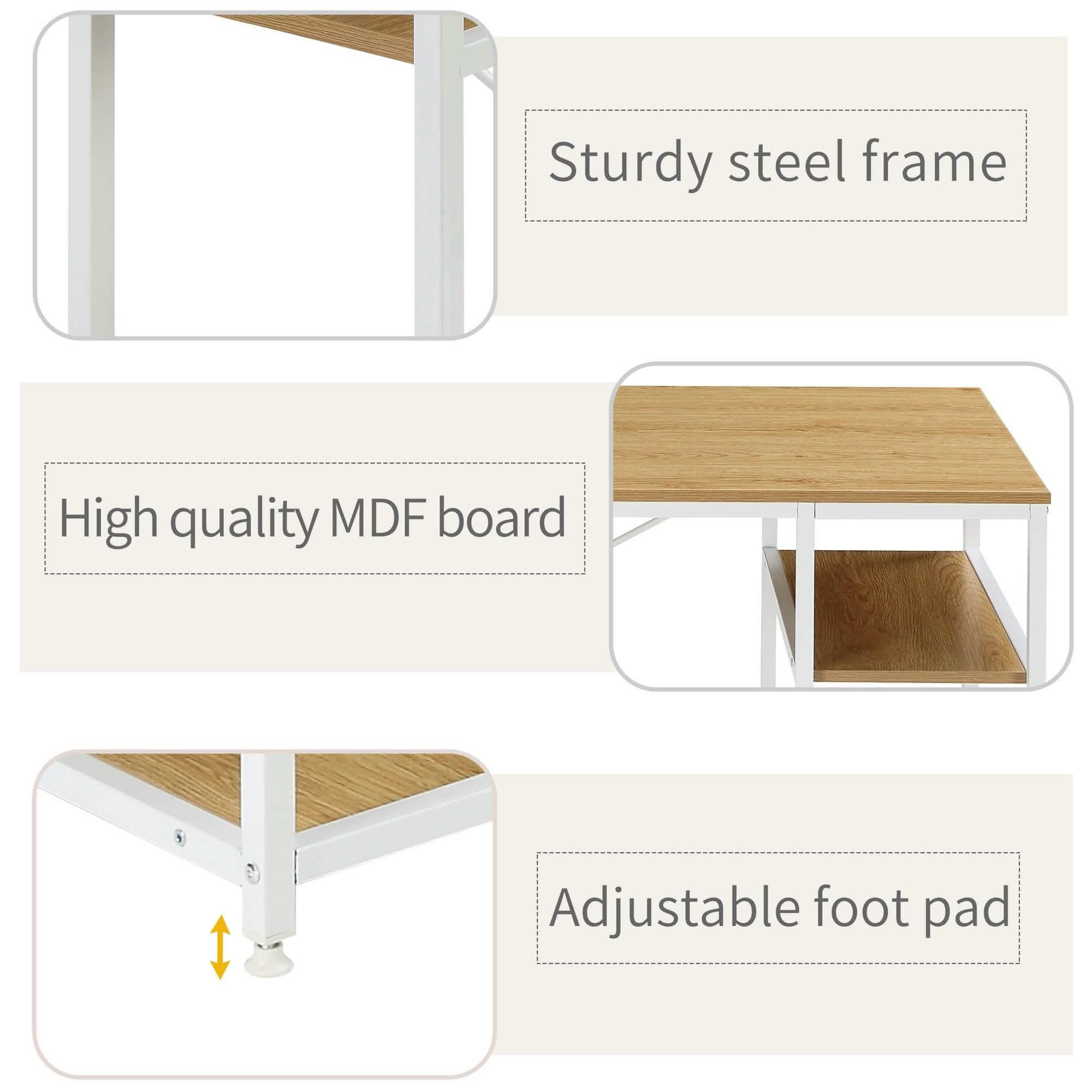 Computer Desk with 4 Tier Storage Shelves Large L-Shaped