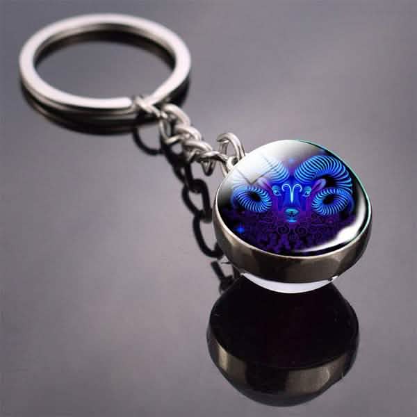 Constellation Double Side Cabochon Glass Ball Keychain