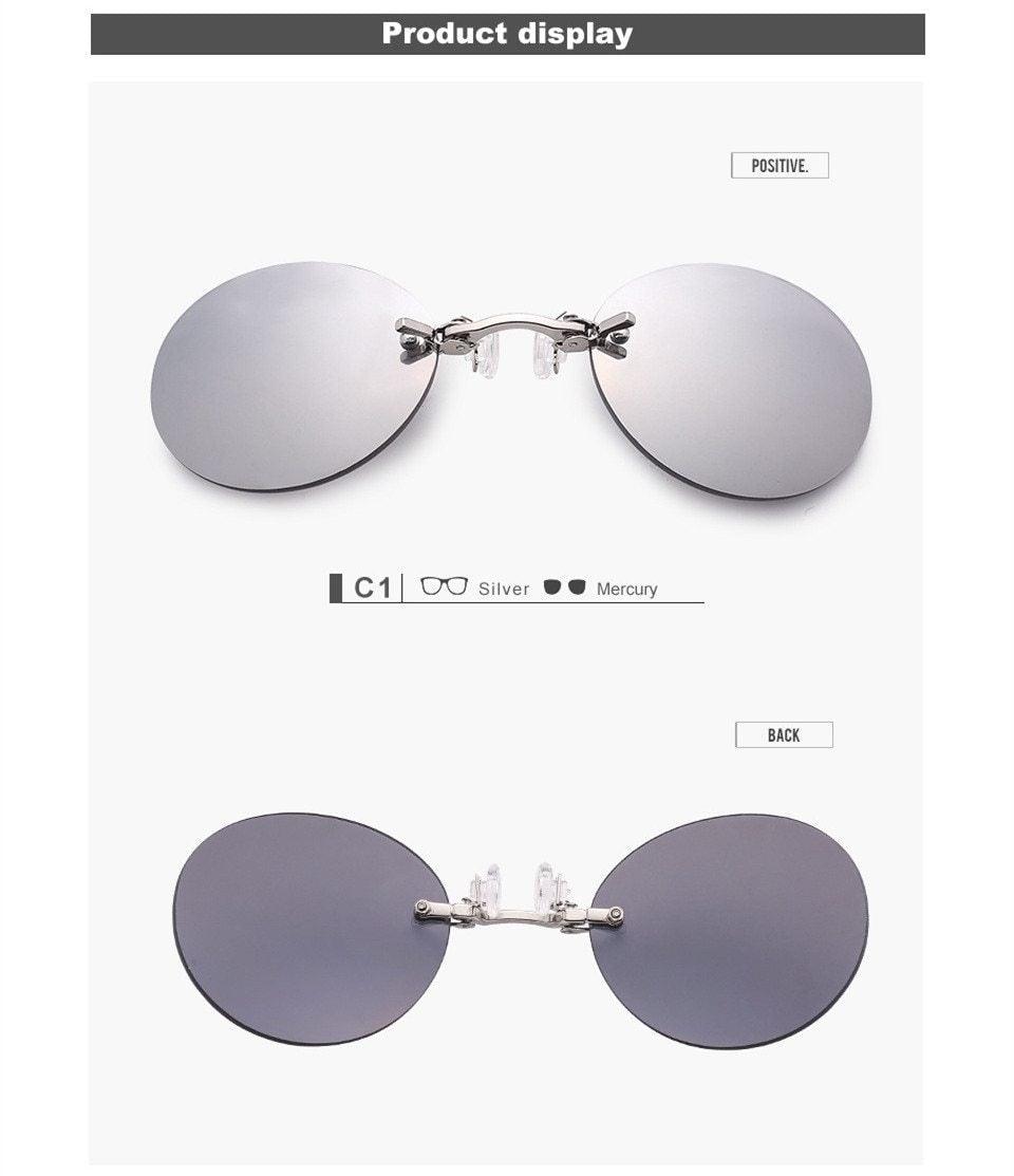 Convenient And Lightweight Sun Protection Sunglasses New Clip On Nose Glasses New Round Rimless Matrix Shape Sunglasses For Men & Women  Mini Frameless Vintage Sunglasses For men