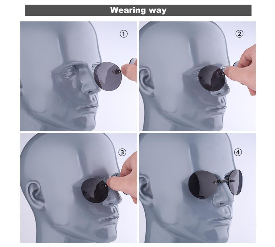Convenient And Lightweight Sun Protection Sunglasses New Clip On Nose Glasses New Round Rimless Matrix Shape Sunglasses For Men & Women  Mini Frameless Vintage Sunglasses For men