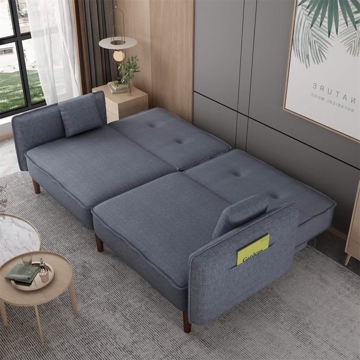 Convertible Futon Sofa Bed with 2 Pillows