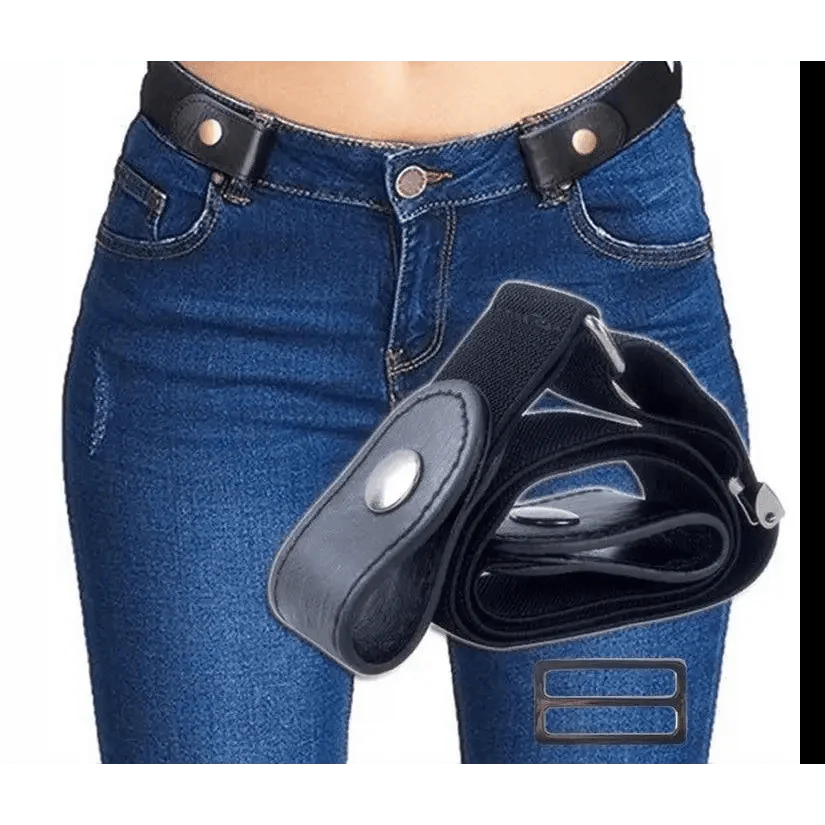 Cool Buckle-Free Stretch Elastic Waist Belt Unisex Style No Buckle Fashion Waistbands For Men And Women Simple Black Stretch Belt Invisible Elastic Belt For Jeans Pants Dresses