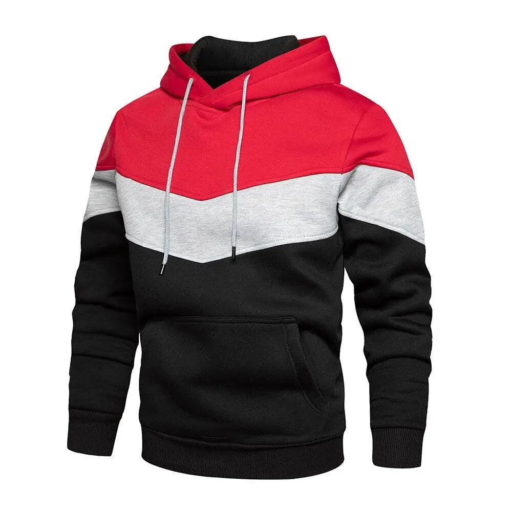 Cool Men's Patchwork Hooded Sweatshirt Hoodies Sport Clothing Casual Loose Fleece Warm Streetwear Modern Male Fashion Autumn Winter Outwear  Long Sleeve Pleated Comfy Round Neck Mens Sweatshirts Workout Sport Casual Hoodie