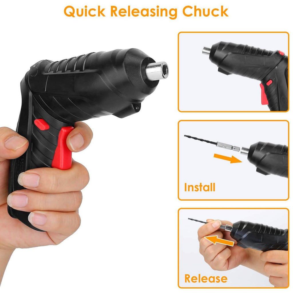 Cordless Electric Screwdriver Set with LED Work Light USB Rechargeable