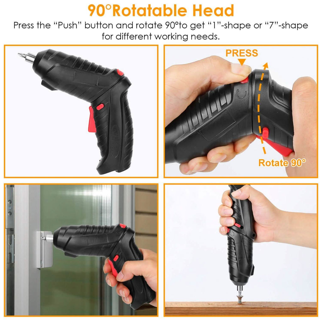 Cordless Electric Screwdriver Set with LED Work Light USB Rechargeable