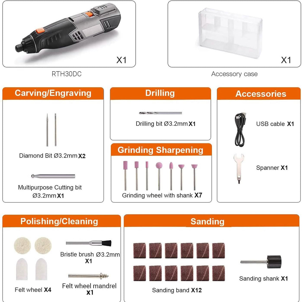 Cordless Rotary Tool 4V Power Portable Size with Versatile Accessories