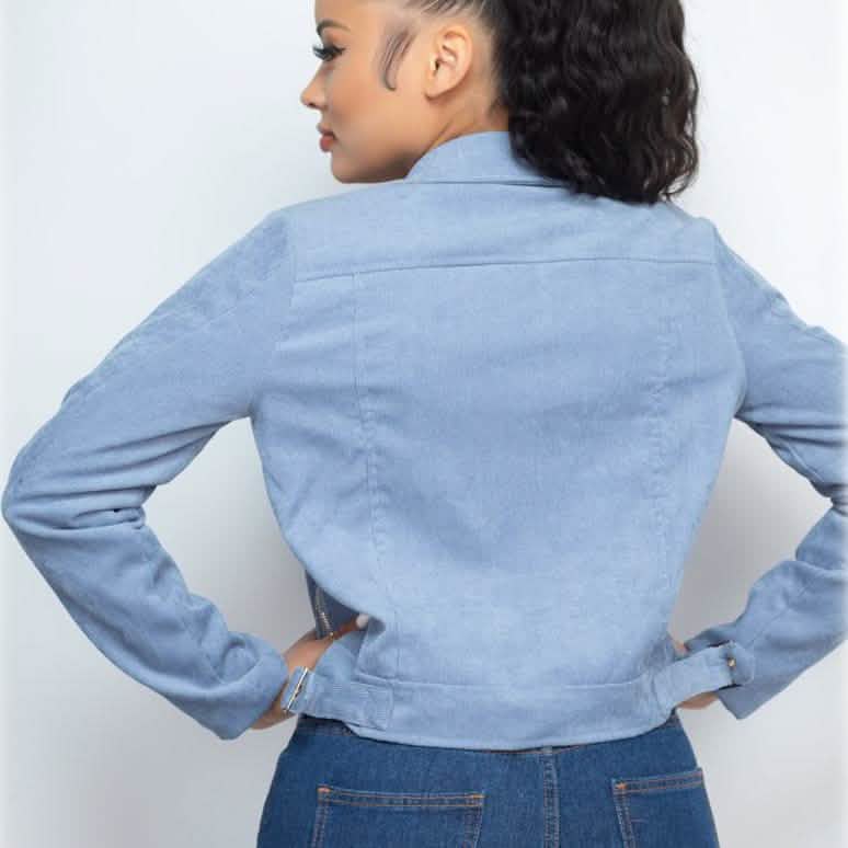 Corduroy Zipper Moto Jacket