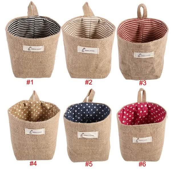 Cotton Linen Hanging Bag Home Gadget Storage Organizer