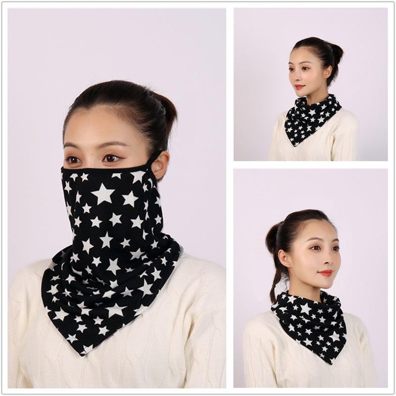 Cotton Women Mask Scarf Face Mascarillas Wraps Floral Print Lady Warm Neck Scarves Foulard Bandana Reusable Outdoor Riding Masks Scarf Neck Gaiter Headwear Headband Head Wrap Scarf Mask Neck Ear Warmers Headbands Perfect Bandana