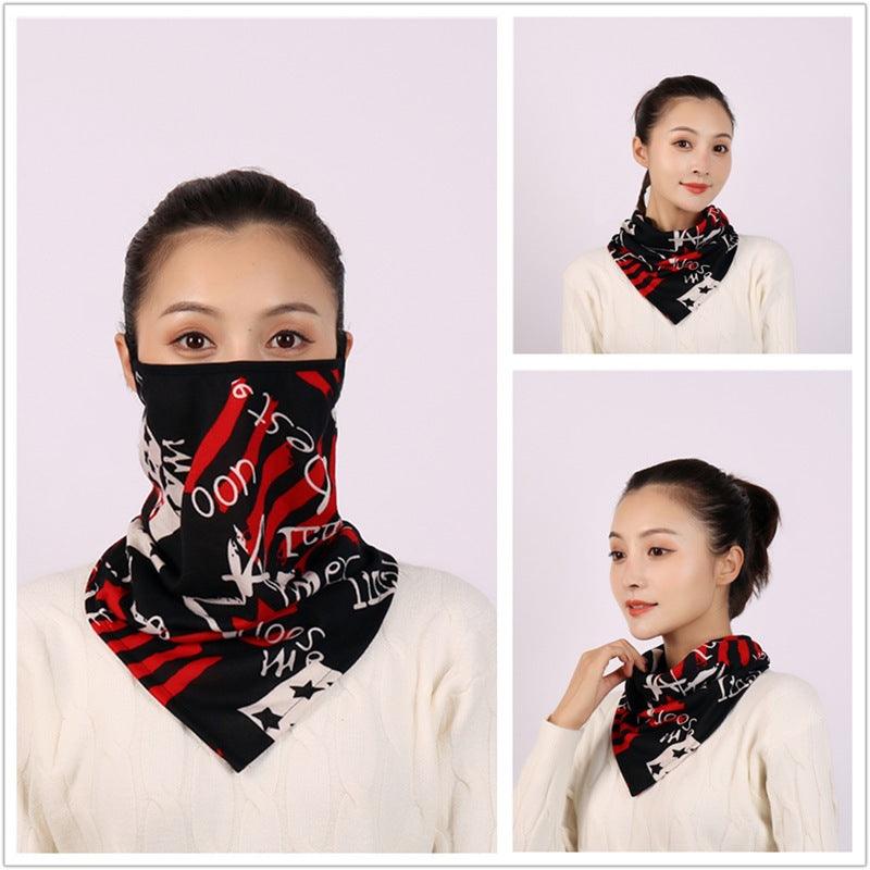 Cotton Women Mask Scarf Face Mascarillas Wraps Floral Print Lady Warm Neck Scarves Foulard Bandana Reusable Outdoor Riding Masks Scarf Neck Gaiter Headwear Headband Head Wrap Scarf Mask Neck Ear Warmers Headbands Perfect Bandana