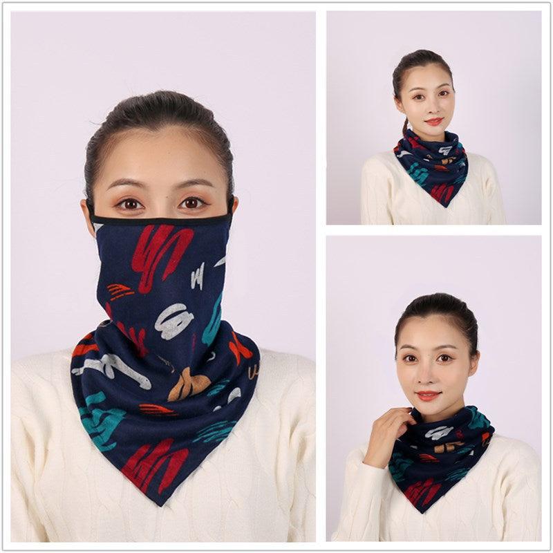 Cotton Women Mask Scarf Face Mascarillas Wraps Floral Print Lady Warm Neck Scarves Foulard Bandana Reusable Outdoor Riding Masks Scarf Neck Gaiter Headwear Headband Head Wrap Scarf Mask Neck Ear Warmers Headbands Perfect Bandana