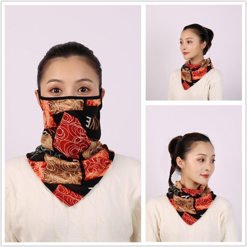 Cotton Women Mask Scarf Face Mascarillas Wraps Floral Print Lady Warm Neck Scarves Foulard Bandana Reusable Outdoor Riding Masks Scarf Neck Gaiter Headwear Headband Head Wrap Scarf Mask Neck Ear Warmers Headbands Perfect Bandana