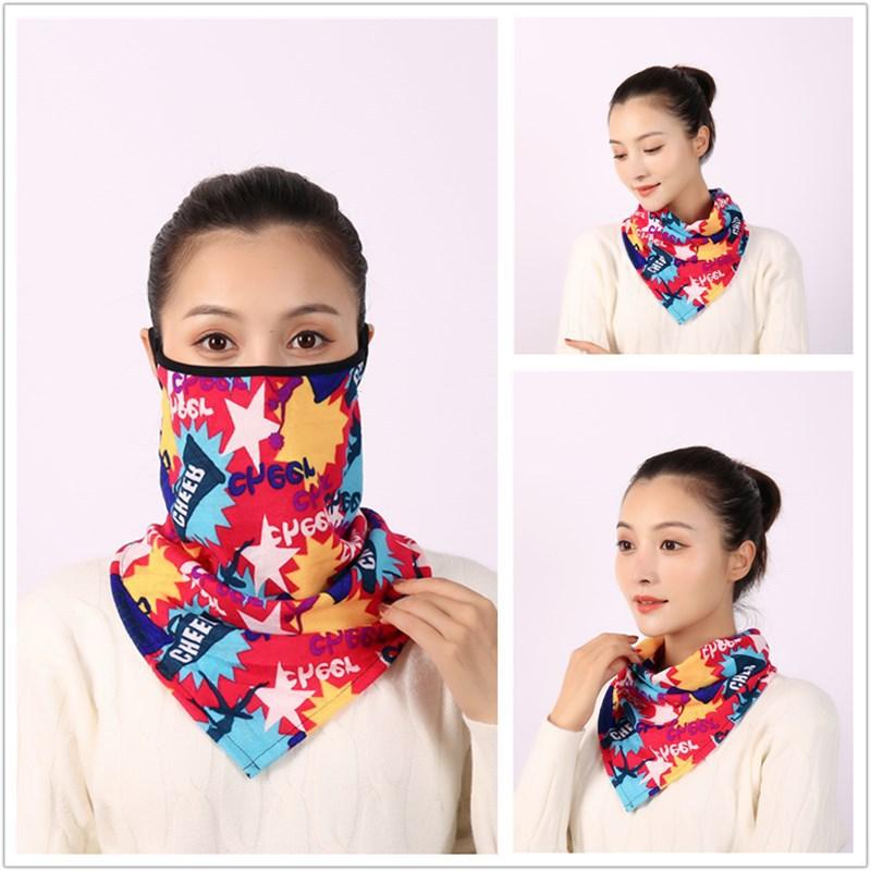 Cotton Women Mask Scarf Face Mascarillas Wraps Floral Print Lady Warm Neck Scarves Foulard Bandana Reusable Outdoor Riding Masks Scarf Neck Gaiter Headwear Headband Head Wrap Scarf Mask Neck Ear Warmers Headbands Perfect Bandana