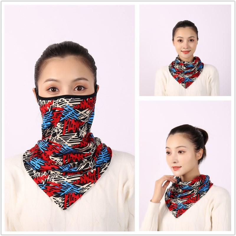 Cotton Women Mask Scarf Face Mascarillas Wraps Floral Print Lady Warm Neck Scarves Foulard Bandana Reusable Outdoor Riding Masks Scarf Neck Gaiter Headwear Headband Head Wrap Scarf Mask Neck Ear Warmers Headbands Perfect Bandana