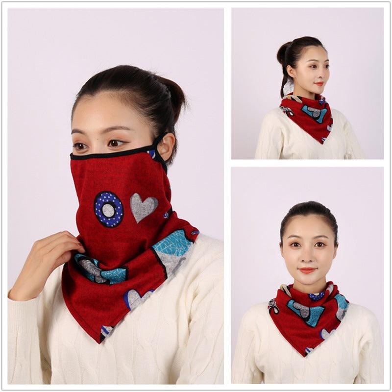 Cotton Women Mask Scarf Face Mascarillas Wraps Floral Print Lady Warm Neck Scarves Foulard Bandana Reusable Outdoor Riding Masks Scarf Neck Gaiter Headwear Headband Head Wrap Scarf Mask Neck Ear Warmers Headbands Perfect Bandana