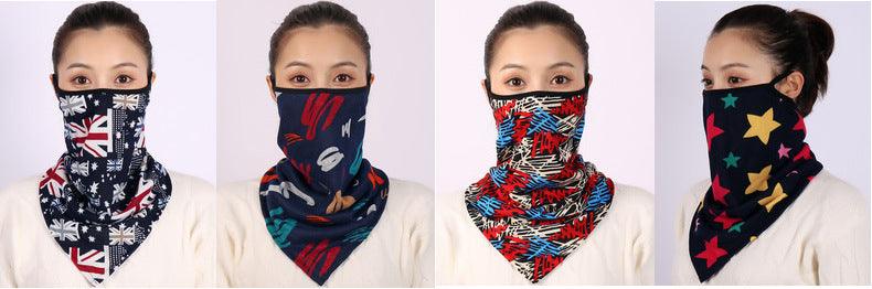 Cotton Women Mask Scarf Face Mascarillas Wraps Floral Print Lady Warm Neck Scarves Foulard Bandana Reusable Outdoor Riding Masks Scarf Neck Gaiter Headwear Headband Head Wrap Scarf Mask Neck Ear Warmers Headbands Perfect Bandana