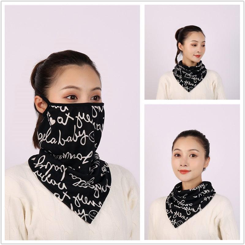Cotton Women Mask Scarf Face Mascarillas Wraps Floral Print Lady Warm Neck Scarves Foulard Bandana Reusable Outdoor Riding Masks Scarf Neck Gaiter Headwear Headband Head Wrap Scarf Mask Neck Ear Warmers Headbands Perfect Bandana