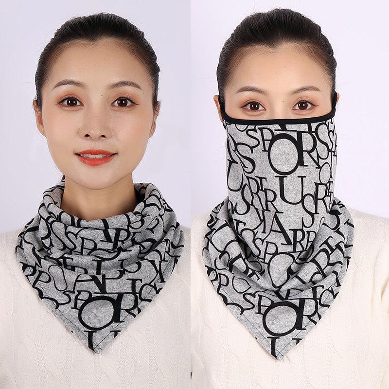 Cotton Women Mask Scarf Face Mascarillas Wraps Floral Print Lady Warm Neck Scarves Foulard Bandana Reusable Outdoor Riding Masks Scarf Neck Gaiter Headwear Headband Head Wrap Scarf Mask Neck Ear Warmers Headbands Perfect Bandana