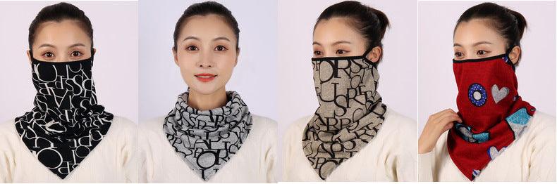 Cotton Women Mask Scarf Face Mascarillas Wraps Floral Print Lady Warm Neck Scarves Foulard Bandana Reusable Outdoor Riding Masks Scarf Neck Gaiter Headwear Headband Head Wrap Scarf Mask Neck Ear Warmers Headbands Perfect Bandana