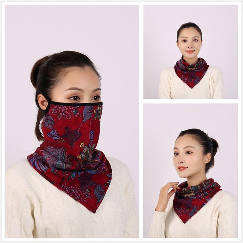 Cotton Women Mask Scarf Face Mascarillas Wraps Floral Print Lady Warm Neck Scarves Foulard Bandana Reusable Outdoor Riding Masks Scarf Neck Gaiter Headwear Headband Head Wrap Scarf Mask Neck Ear Warmers Headbands Perfect Bandana