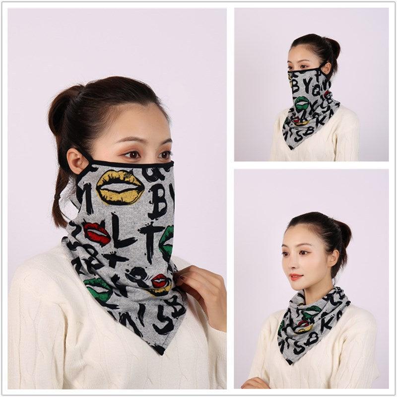 Cotton Women Mask Scarf Face Mascarillas Wraps Floral Print Lady Warm Neck Scarves Foulard Bandana Reusable Outdoor Riding Masks Scarf Neck Gaiter Headwear Headband Head Wrap Scarf Mask Neck Ear Warmers Headbands Perfect Bandana