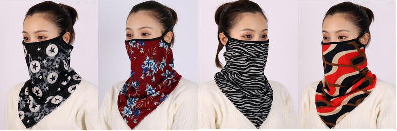 Cotton Women Mask Scarf Face Mascarillas Wraps Floral Print Lady Warm Neck Scarves Foulard Bandana Reusable Outdoor Riding Masks Scarf Neck Gaiter Headwear Headband Head Wrap Scarf Mask Neck Ear Warmers Headbands Perfect Bandana
