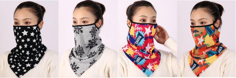 Cotton Women Mask Scarf Face Mascarillas Wraps Floral Print Lady Warm Neck Scarves Foulard Bandana Reusable Outdoor Riding Masks Scarf Neck Gaiter Headwear Headband Head Wrap Scarf Mask Neck Ear Warmers Headbands Perfect Bandana
