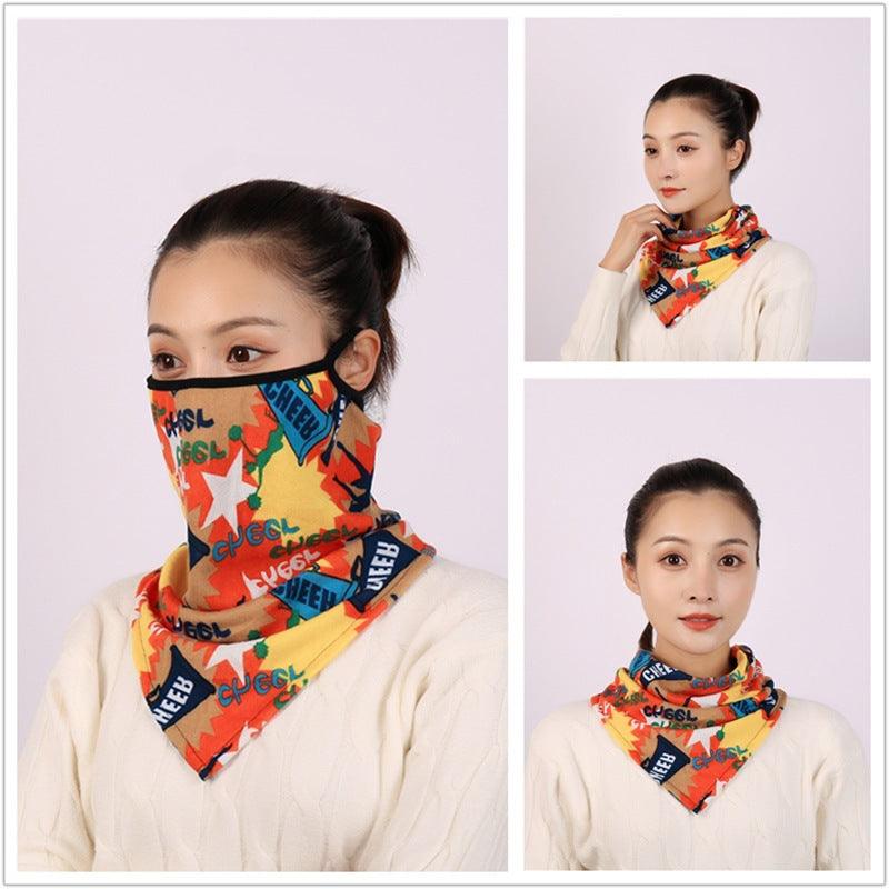 Cotton Women Mask Scarf Face Mascarillas Wraps Floral Print Lady Warm Neck Scarves Foulard Bandana Reusable Outdoor Riding Masks Scarf Neck Gaiter Headwear Headband Head Wrap Scarf Mask Neck Ear Warmers Headbands Perfect Bandana