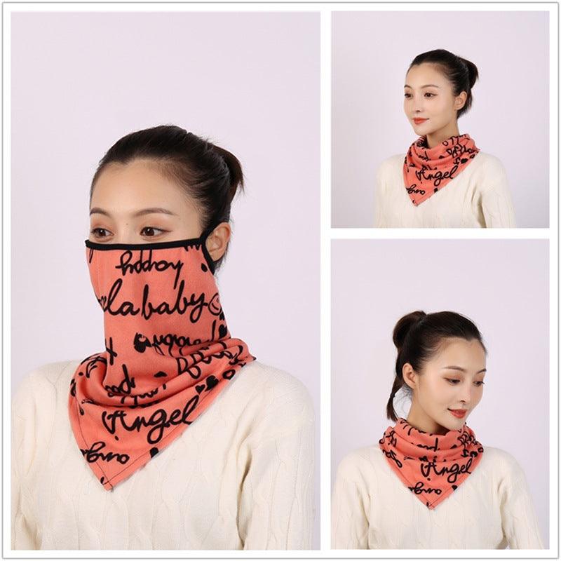 Cotton Women Mask Scarf Face Mascarillas Wraps Floral Print Lady Warm Neck Scarves Foulard Bandana Reusable Outdoor Riding Masks Scarf Neck Gaiter Headwear Headband Head Wrap Scarf Mask Neck Ear Warmers Headbands Perfect Bandana