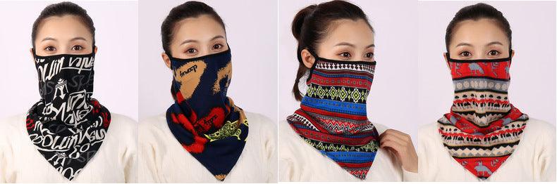Cotton Women Mask Scarf Face Mascarillas Wraps Floral Print Lady Warm Neck Scarves Foulard Bandana Reusable Outdoor Riding Masks Scarf Neck Gaiter Headwear Headband Head Wrap Scarf Mask Neck Ear Warmers Headbands Perfect Bandana