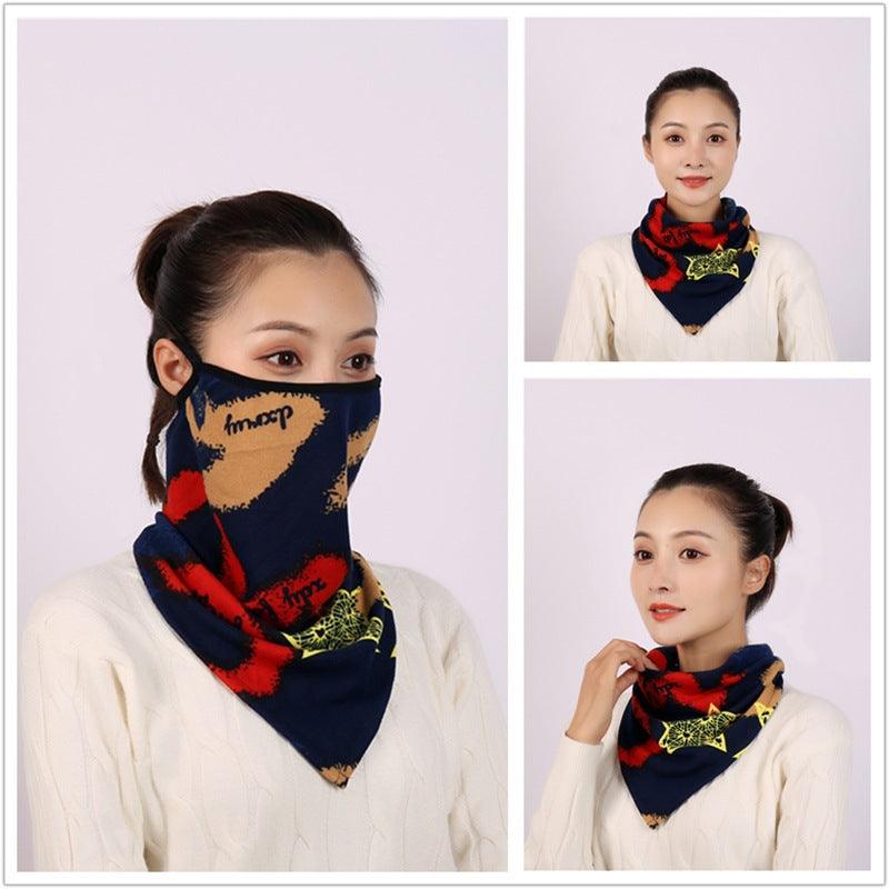 Cotton Women Mask Scarf Face Mascarillas Wraps Floral Print Lady Warm Neck Scarves Foulard Bandana Reusable Outdoor Riding Masks Scarf Neck Gaiter Headwear Headband Head Wrap Scarf Mask Neck Ear Warmers Headbands Perfect Bandana
