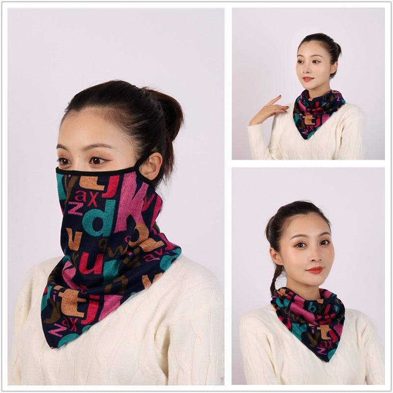 Cotton Women Mask Scarf Face Mascarillas Wraps Floral Print Lady Warm Neck Scarves Foulard Bandana Reusable Outdoor Riding Masks Scarf Neck Gaiter Headwear Headband Head Wrap Scarf Mask Neck Ear Warmers Headbands Perfect Bandana