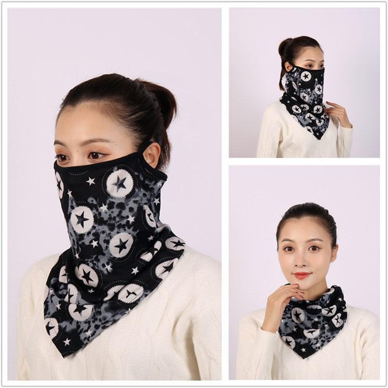 Cotton Women Mask Scarf Face Mascarillas Wraps Floral Print Lady Warm Neck Scarves Foulard Bandana Reusable Outdoor Riding Masks Scarf Neck Gaiter Headwear Headband Head Wrap Scarf Mask Neck Ear Warmers Headbands Perfect Bandana