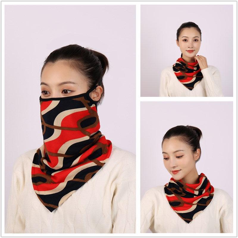 Cotton Women Mask Scarf Face Mascarillas Wraps Floral Print Lady Warm Neck Scarves Foulard Bandana Reusable Outdoor Riding Masks Scarf Neck Gaiter Headwear Headband Head Wrap Scarf Mask Neck Ear Warmers Headbands Perfect Bandana
