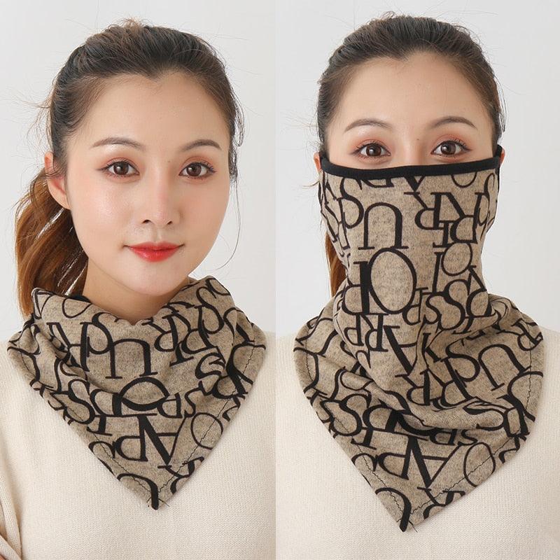 Cotton Women Mask Scarf Face Mascarillas Wraps Floral Print Lady Warm Neck Scarves Foulard Bandana Reusable Outdoor Riding Masks Scarf Neck Gaiter Headwear Headband Head Wrap Scarf Mask Neck Ear Warmers Headbands Perfect Bandana