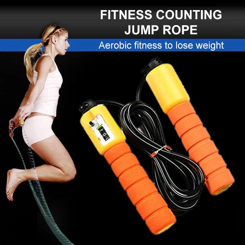 Counting Adult Fitness Fat Burning Bearing Weight Adjustable Steel Jump Rope With Counter For Aerobic Exercise Sports Fitness Cardio Workout Adjustable Cable Soft Sponge Handle For Kids Womens