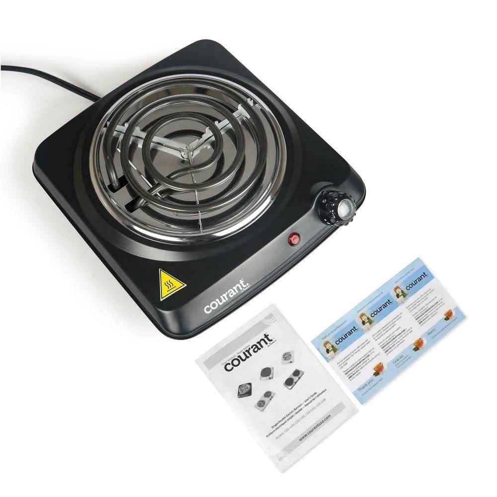 Courant 1000 Watts Electric Single Burner, Black
