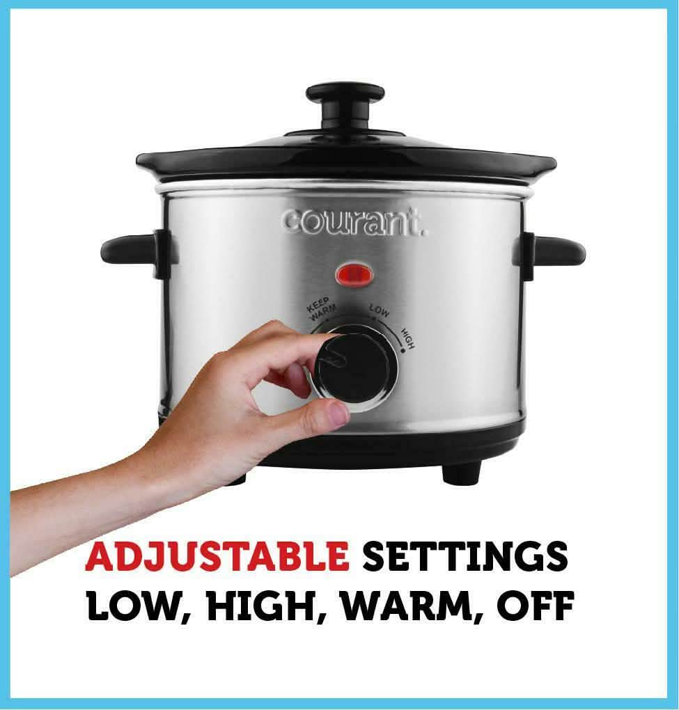 Courant 1.5 Quart Slow Cooker, Stainless Steel