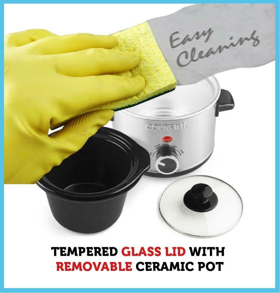 Courant 1.5 Quart Slow Cooker, Stainless Steel