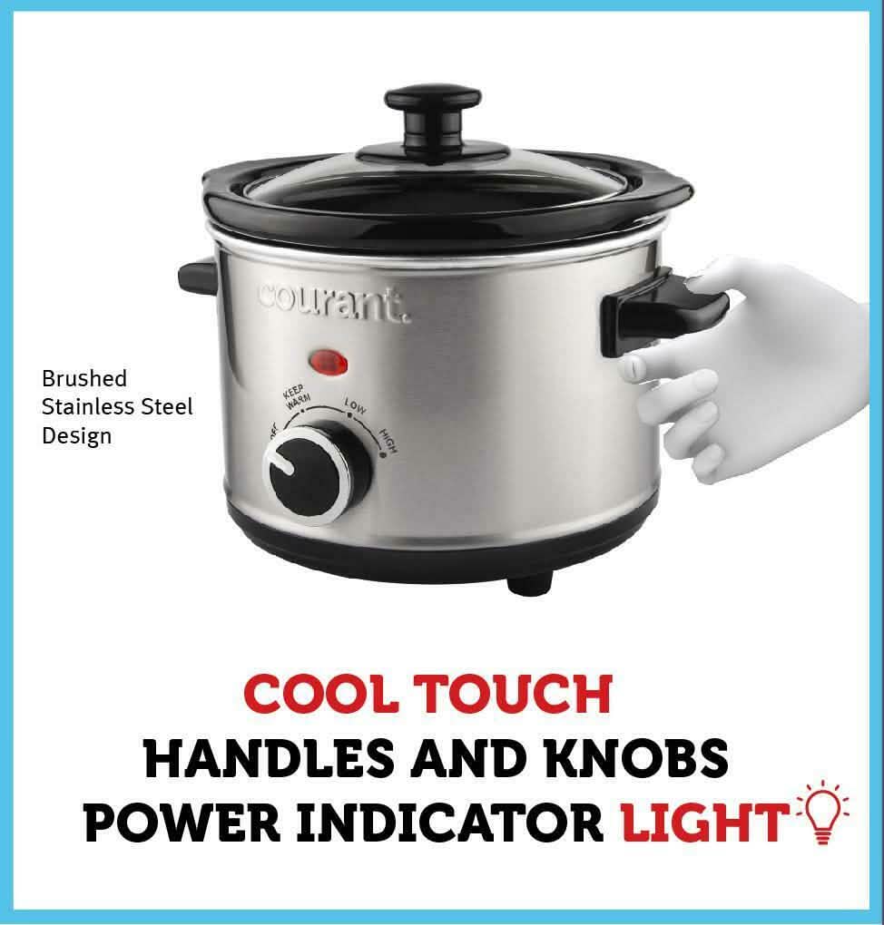 Courant 1.5 Quart Slow Cooker, Stainless Steel