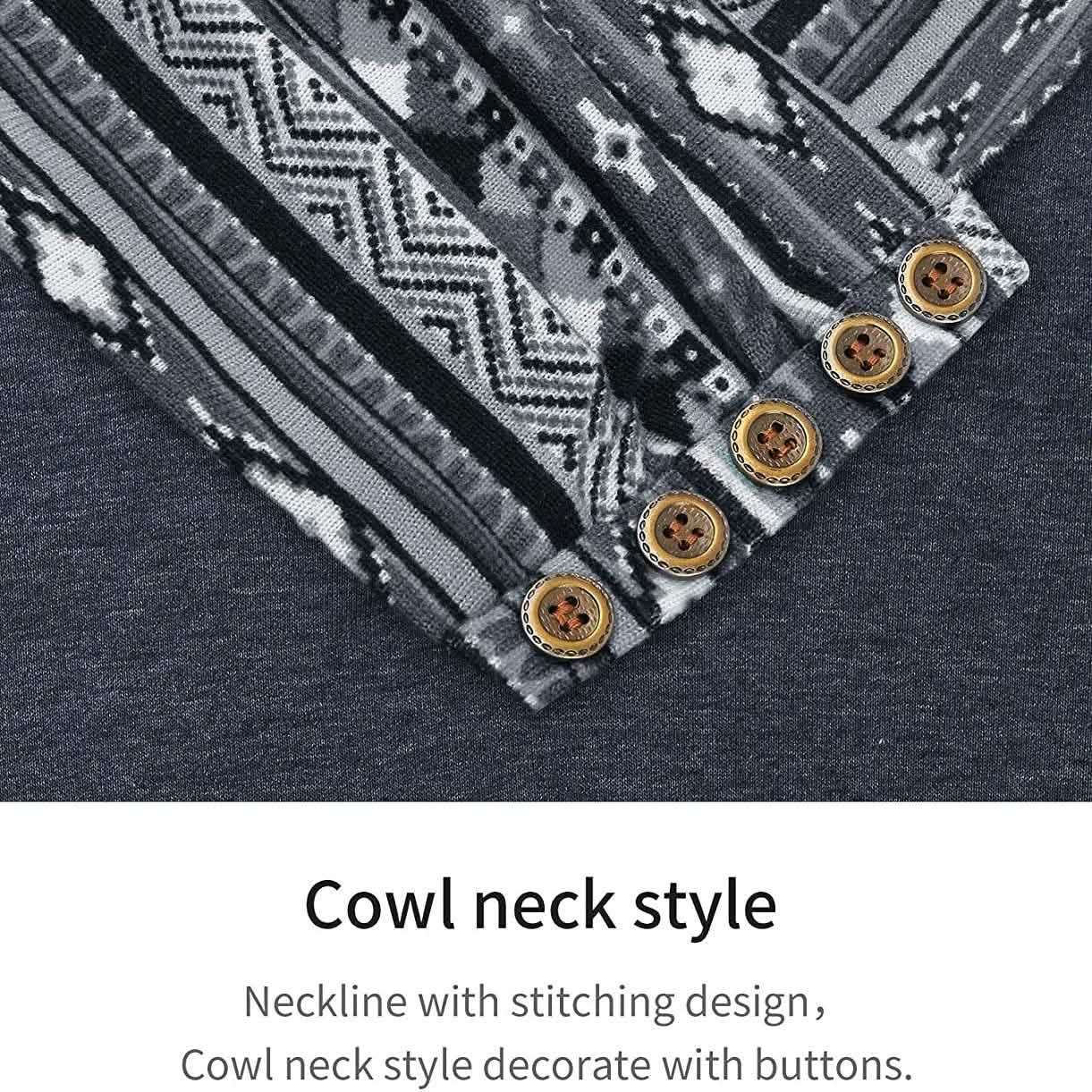 Cowl Neck Long Sleeve Patchwork Top